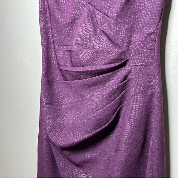 Adrianna Papell Women Dress 10 Purple Snakeskin Embossed Sliming Ruched Cocktail - Picture 12 of 14